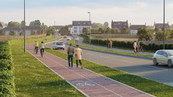 Artist impression of new road connecting Renfrew Road to road bridge over the White Cart river