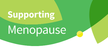 supporting menopause graphic in green and white background